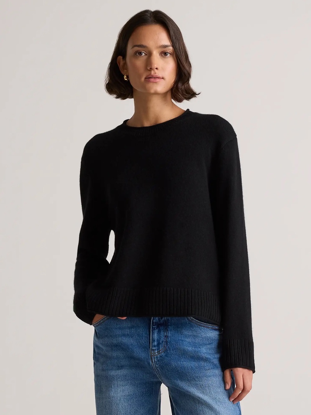 Quince NWT Mongolian Cashmere Boxy Crewneck Sweater XL in Black